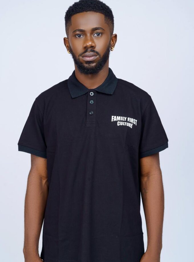 Rebirth Button Polo Shirt (black)