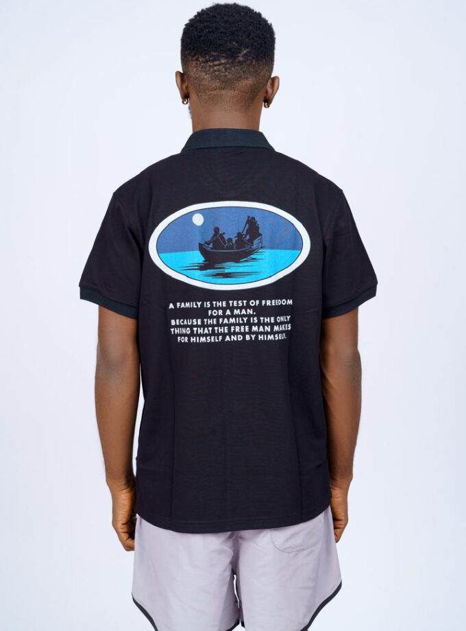 Rebirth Button Polo Shirt (black)