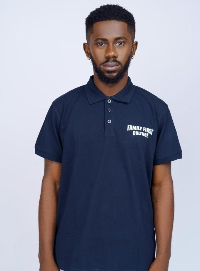 Rebirth Button Polo Shirt (navy blue)
