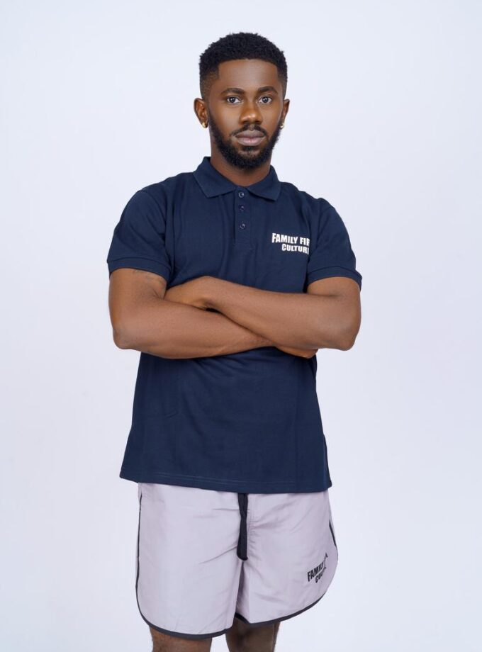 Rebirth Button Polo Shirt (navy blue)