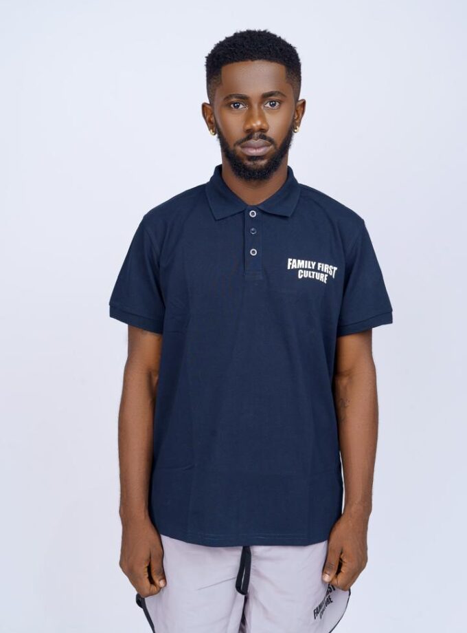 Rebirth Button Polo Shirt (navy blue)