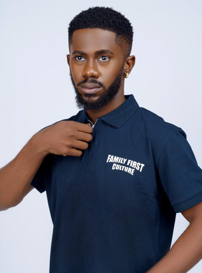 Rebirth Zip Polo Shirt (navy blue)