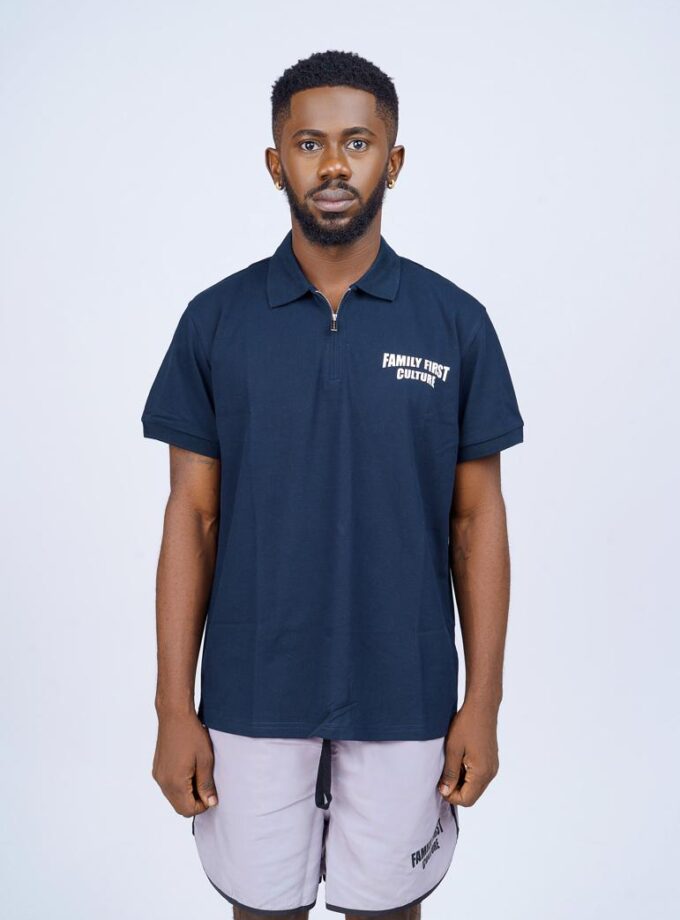 Rebirth Zip Polo Shirt (navy blue)